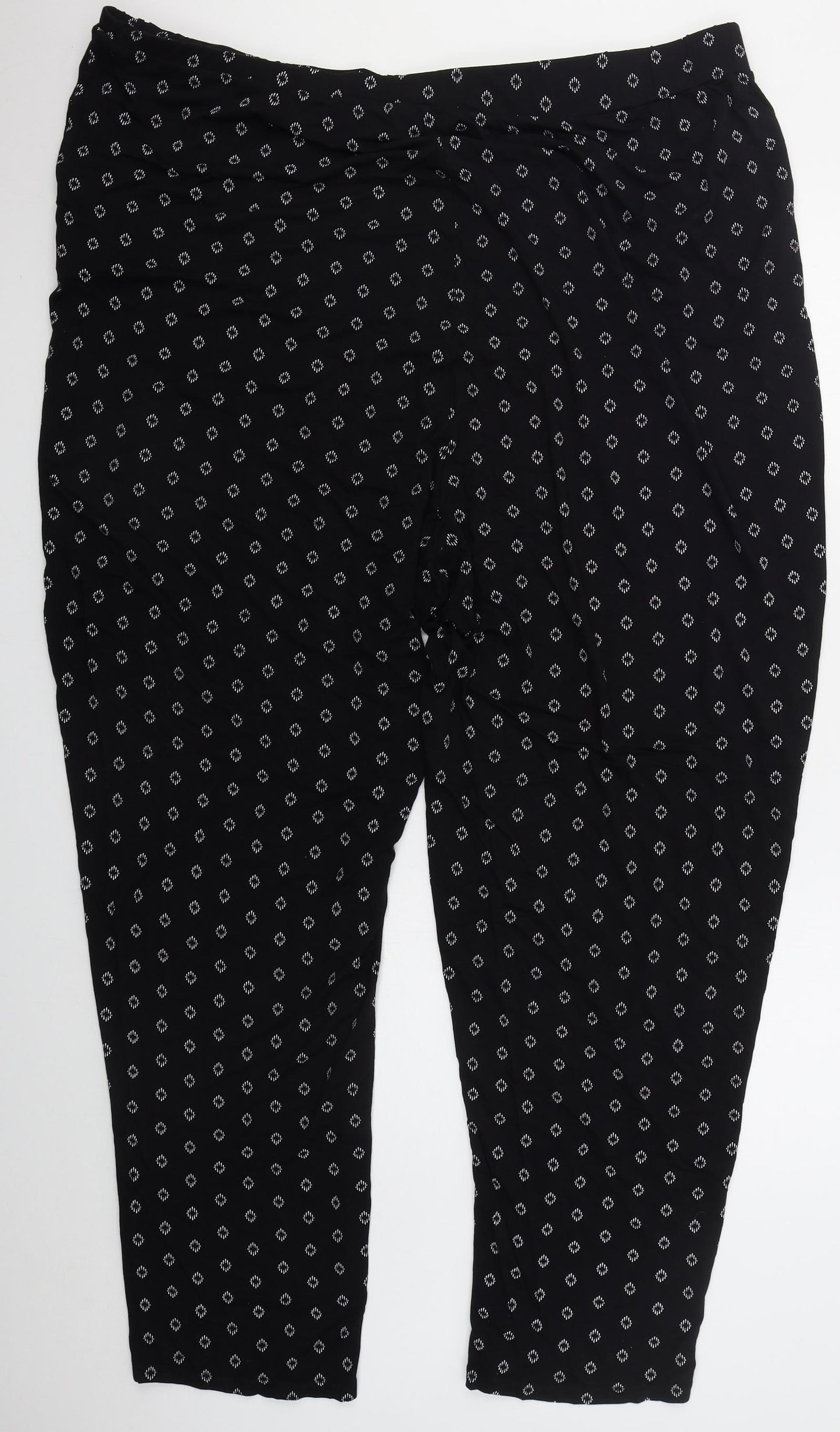 Long Tall Sally Womens Black Geometric Viscose Trousers  Size 26 L33 in Regular