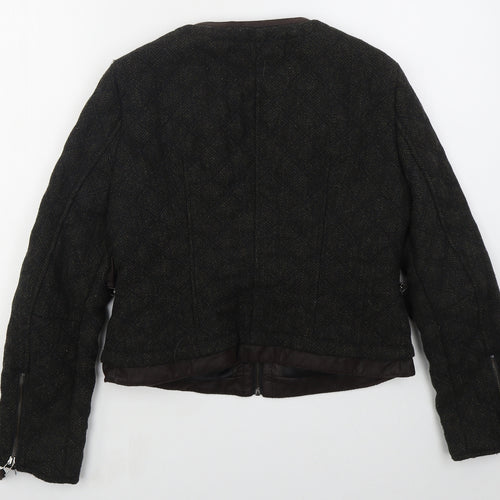 Zara Womens Green Herringbone  Jacket  Size L  Zip
