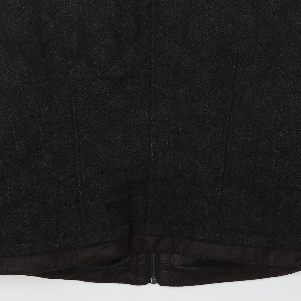 Zara Womens Green Herringbone  Jacket  Size L  Zip