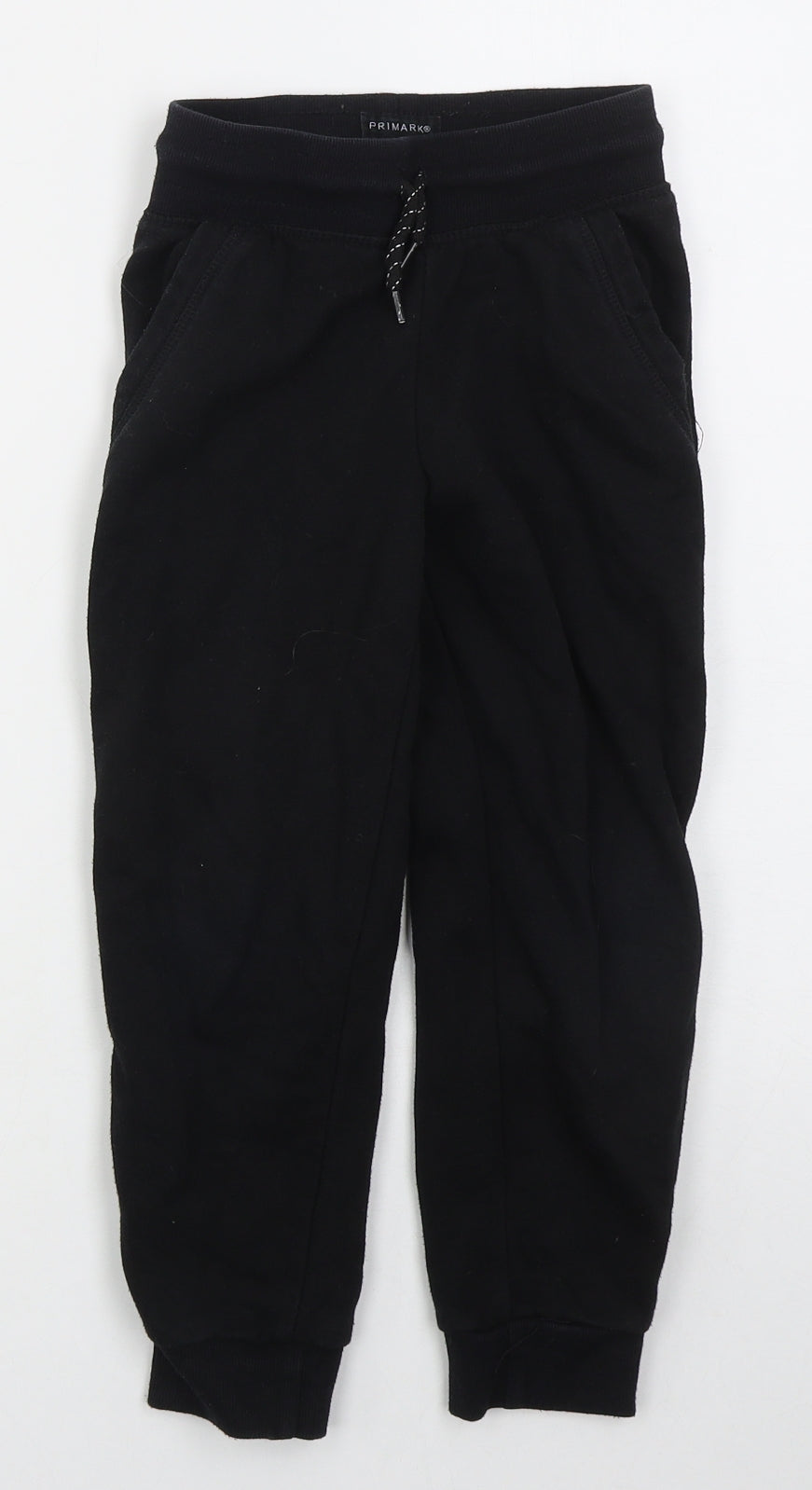 Primark Boys Black  Cotton Sweatpants Trousers Size 5-6 Years  Regular Drawstring