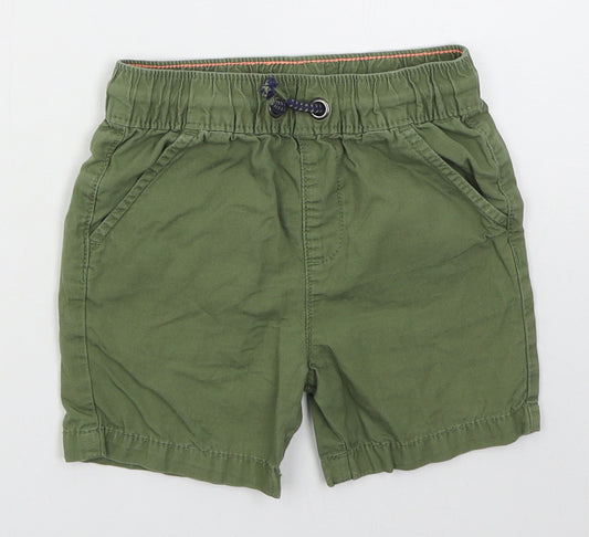 George Boys Green  Cotton Cargo Shorts Size 4-5 Years  Regular Drawstring