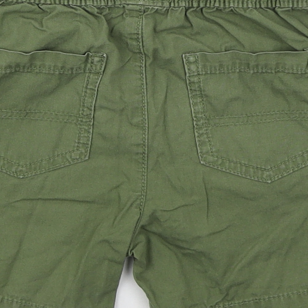 George Boys Green  Cotton Cargo Shorts Size 4-5 Years  Regular Drawstring