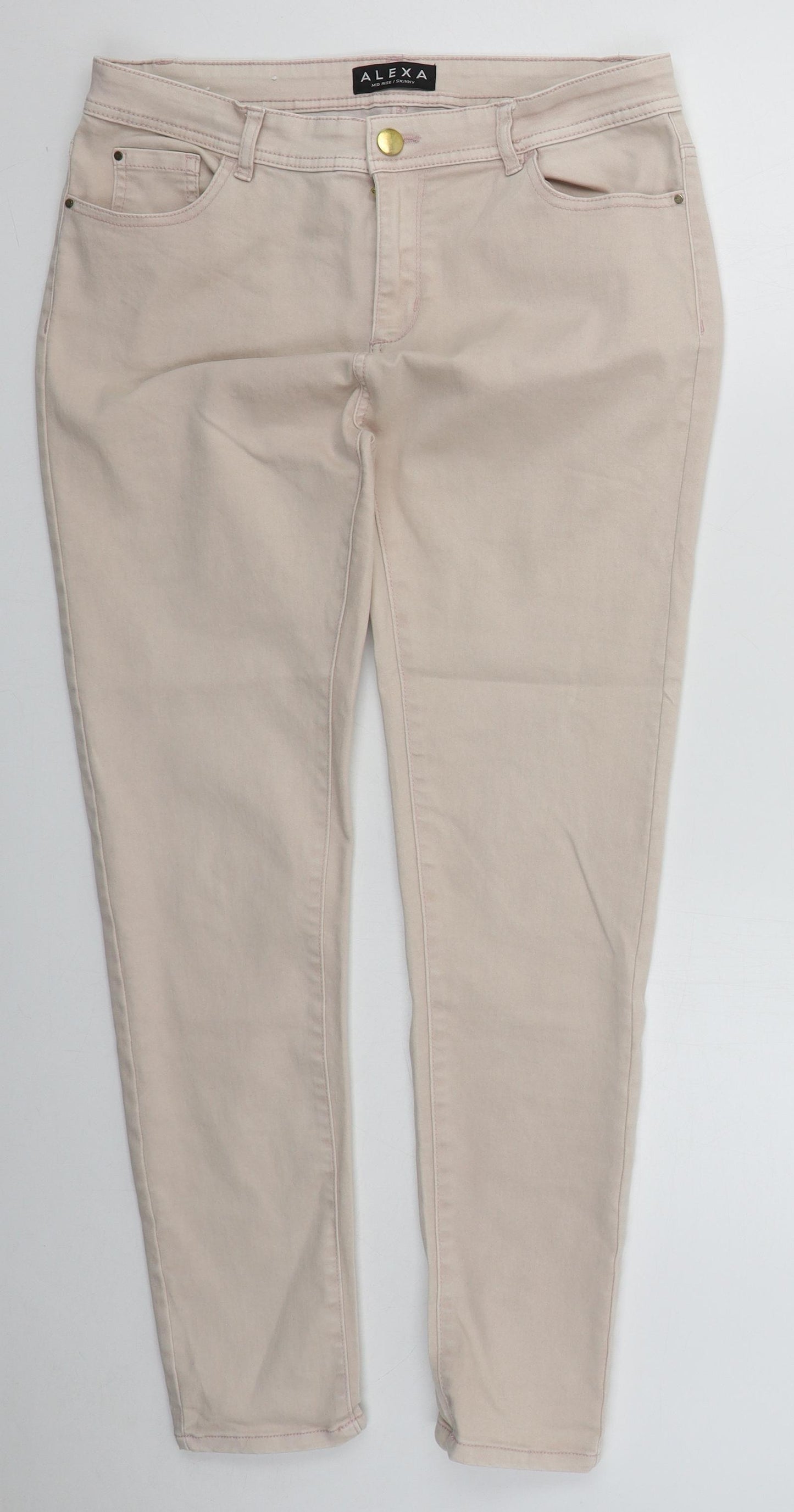 Peacocks Womens Pink  Cotton Skinny Jeans Size 14 L28 in Regular Button