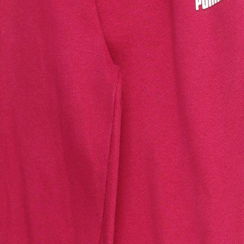 PUMA Womens Pink  Cotton Sweatpants Trousers Size 14 L31 in Regular Drawstring