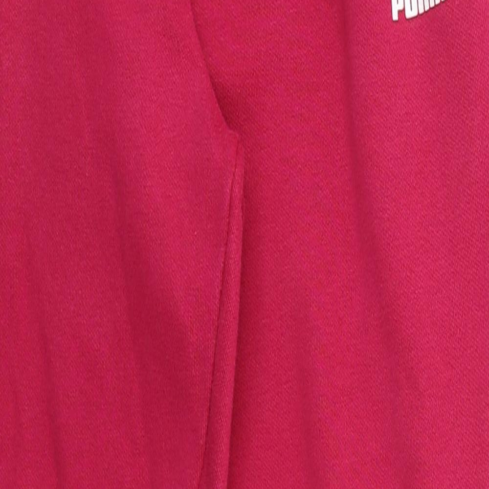 PUMA Womens Pink  Cotton Sweatpants Trousers Size 14 L31 in Regular Drawstring
