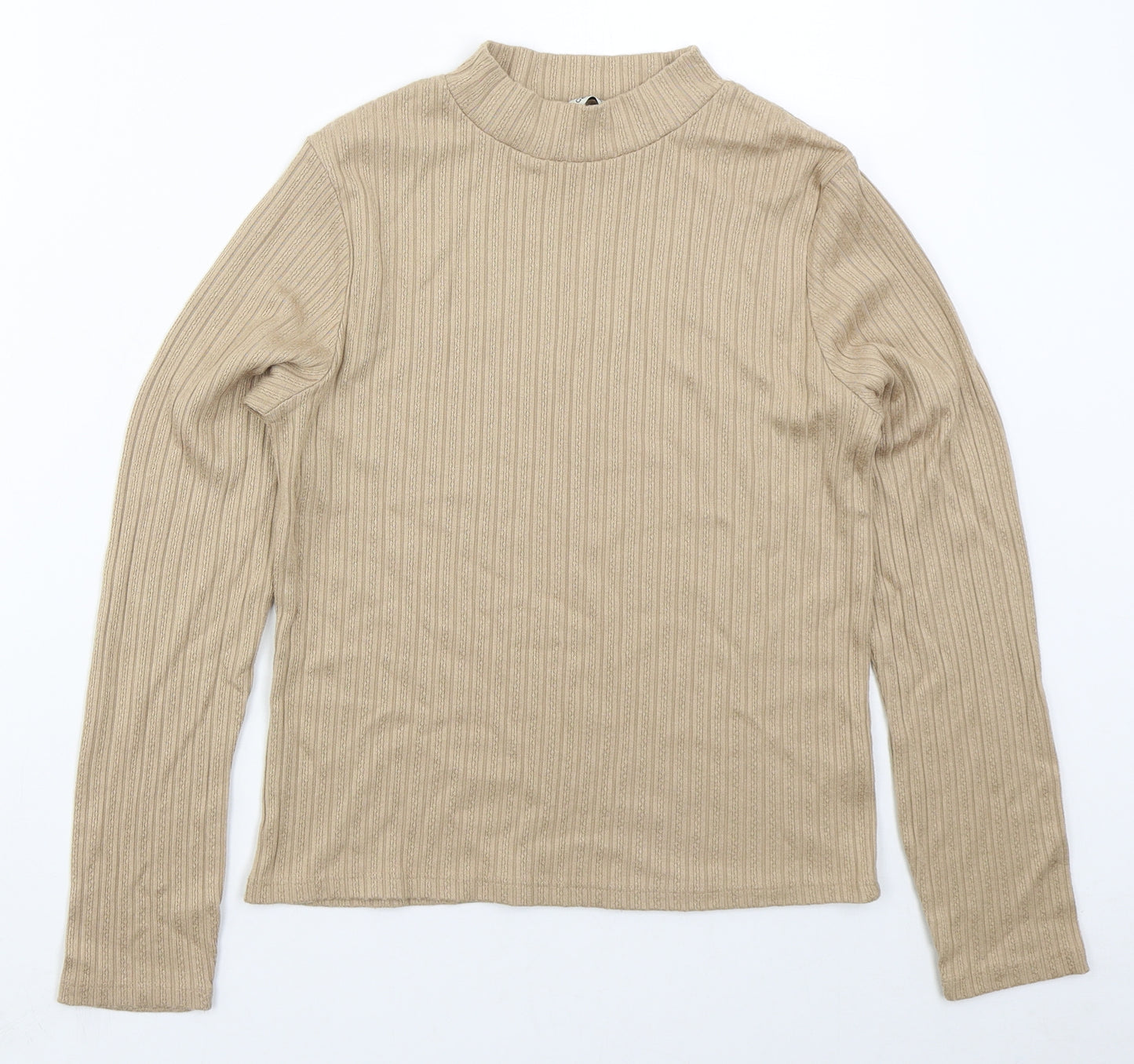 George Womens Beige  Viscose Basic T-Shirt Size 14 Mock Neck