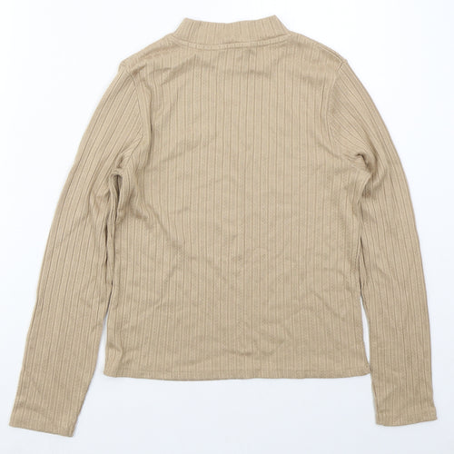 George Womens Beige  Viscose Basic T-Shirt Size 14 Mock Neck