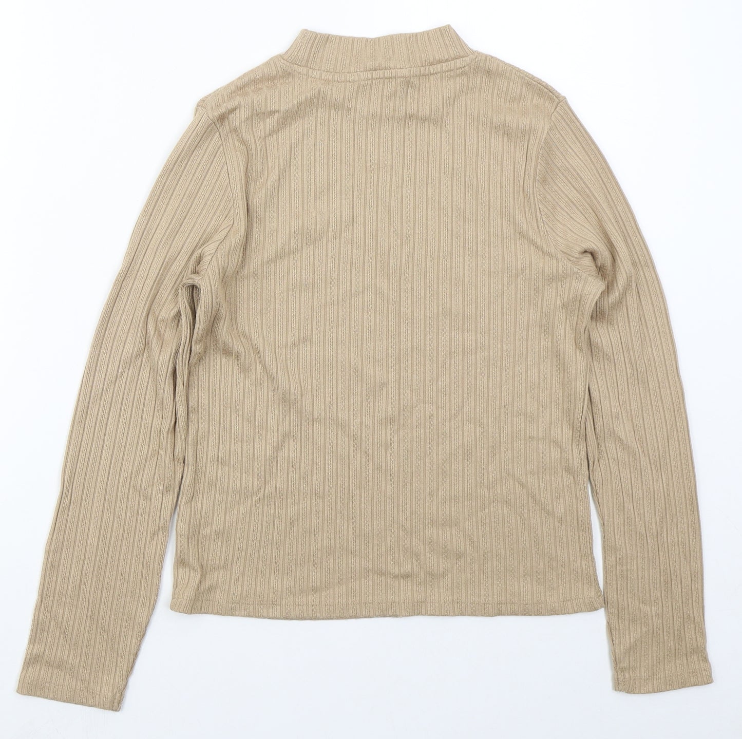 George Womens Beige  Viscose Basic T-Shirt Size 14 Mock Neck