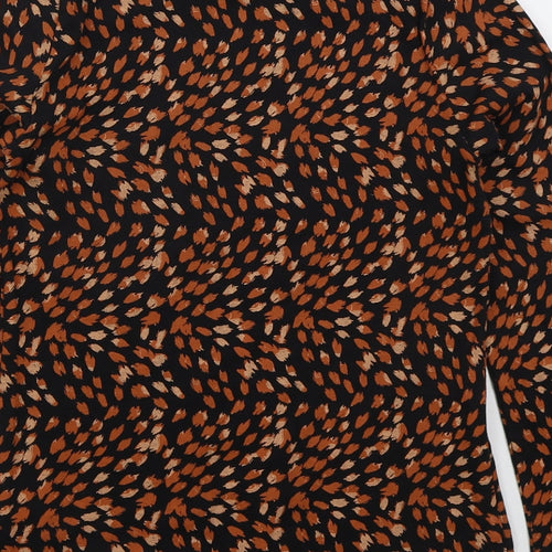 Peacocks Womens Brown Animal Print Cotton Basic T-Shirt Size 14 Crew Neck