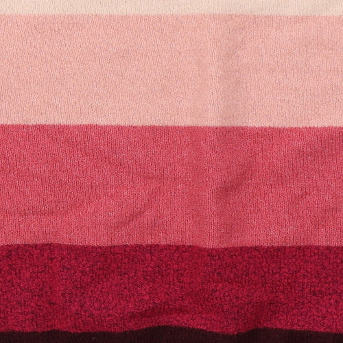 Peacocks Womens Pink Crew Neck Striped Acrylic Pullover Jumper Size M