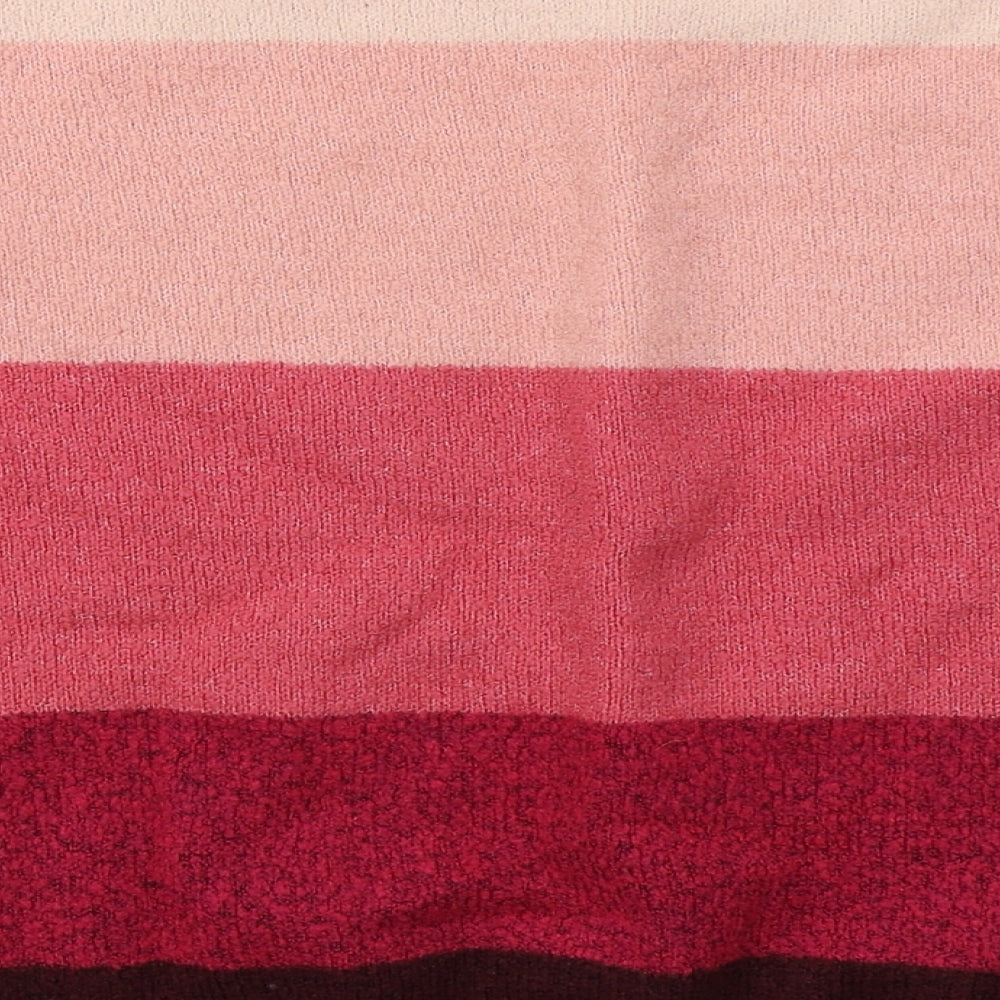 Peacocks Womens Pink Crew Neck Striped Acrylic Pullover Jumper Size M