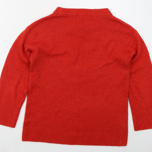 George Womens Red Crew Neck  Acrylic Pullover Jumper Size 8