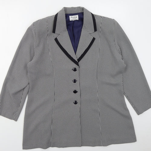 Prima Womens Blue Geometric Polyester Jacket Suit Jacket Size 20