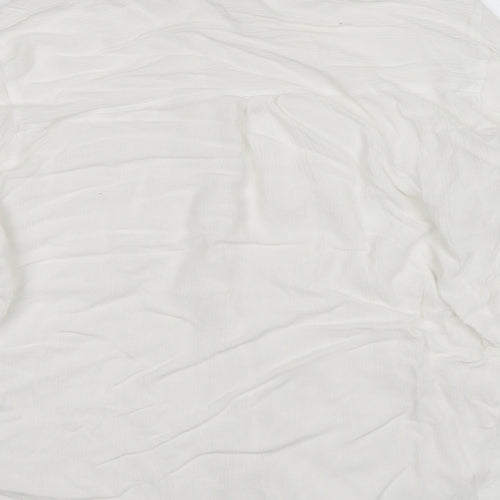 H&M Womens White  Viscose Basic Button-Up Size 14 V-Neck