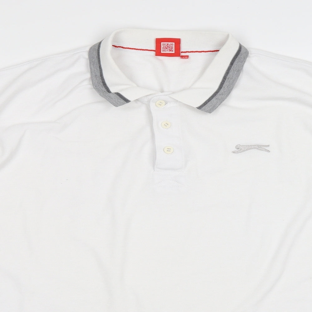 Slazenger Mens White  Polyester  Polo Size XL V-Neck  - XXL