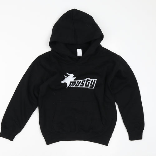 Just Hoods Boys Black  Cotton Pullover Hoodie Size 7-8 Years