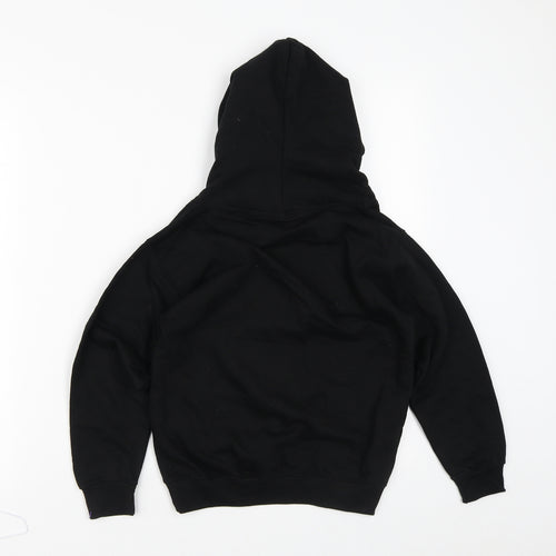 Just Hoods Boys Black  Cotton Pullover Hoodie Size 7-8 Years
