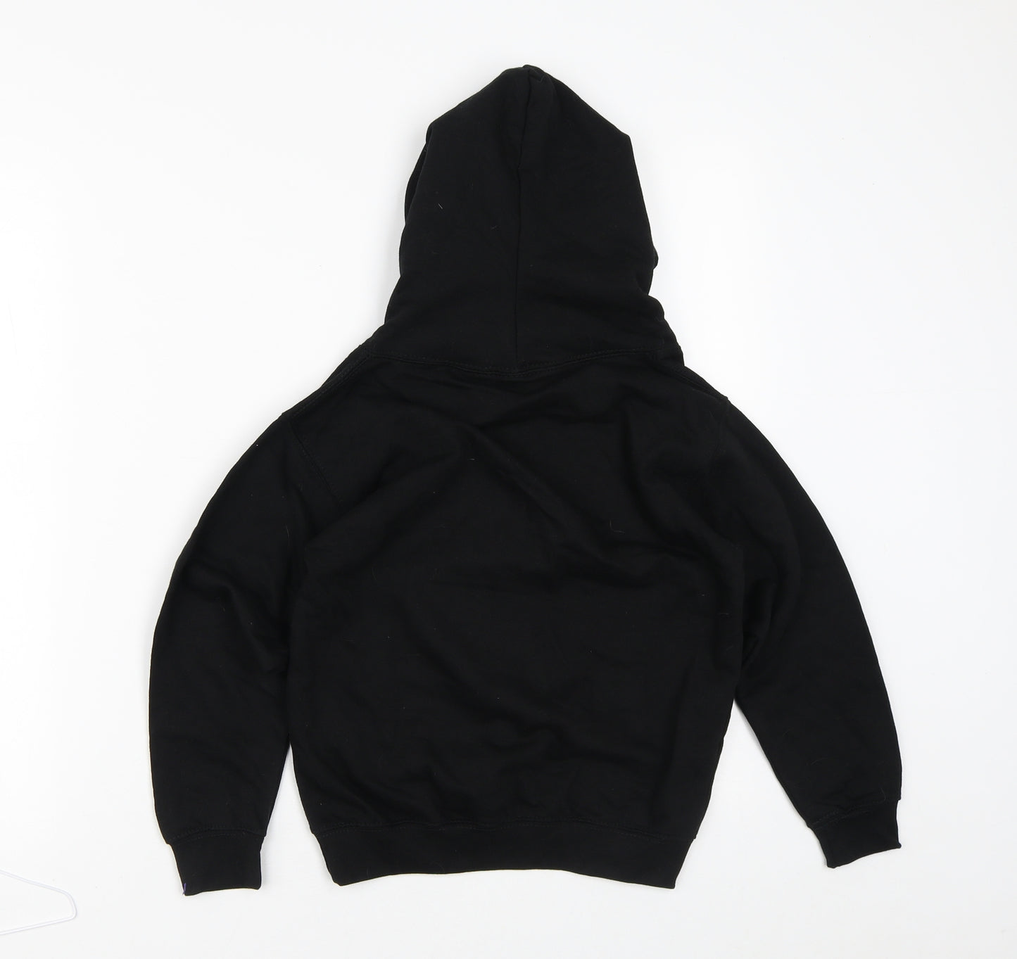 Just Hoods Boys Black  Cotton Pullover Hoodie Size 7-8 Years