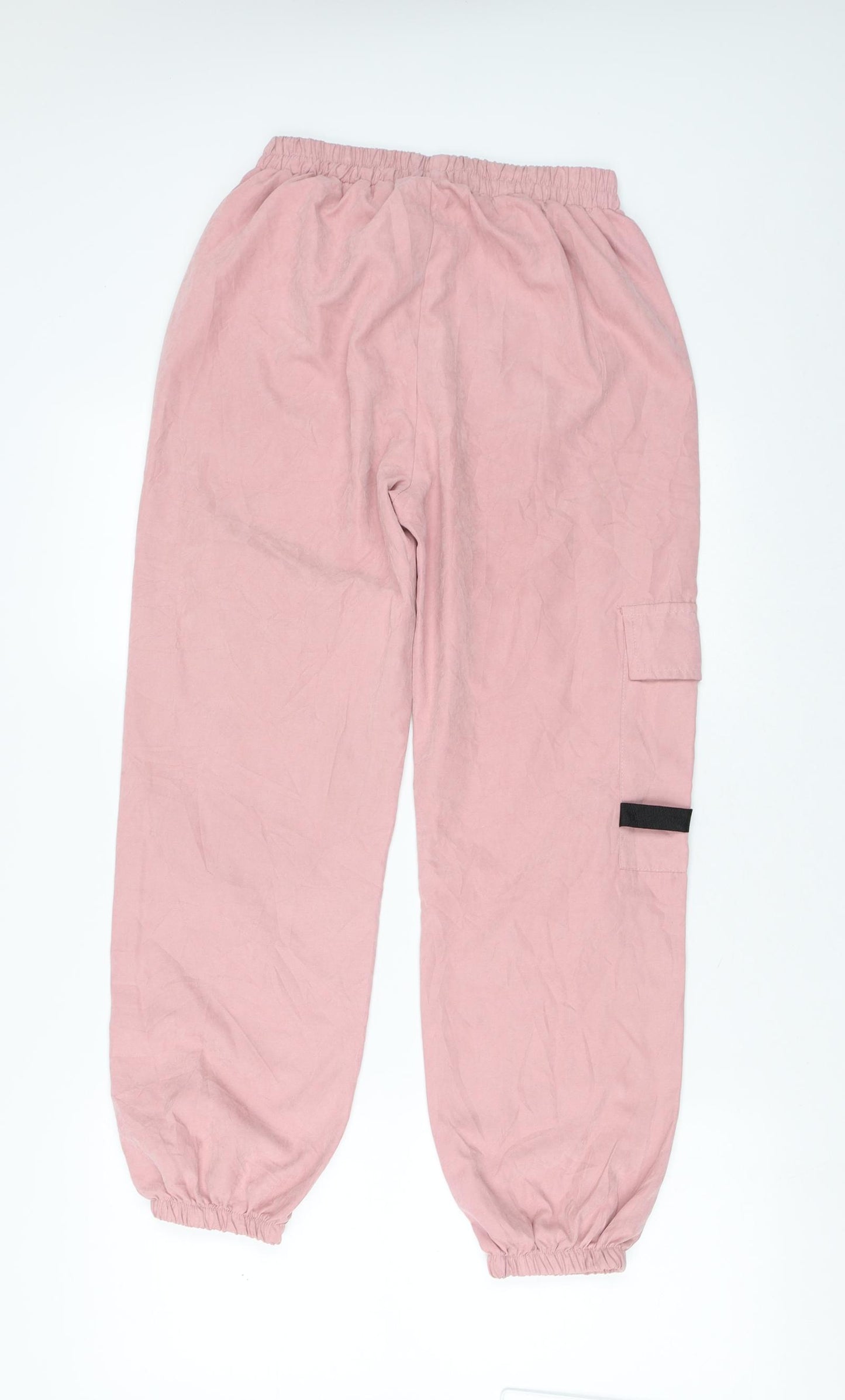 23 Fashion Womens Pink  Polyester Cargo Trousers Size M L26 in Regular Drawstring