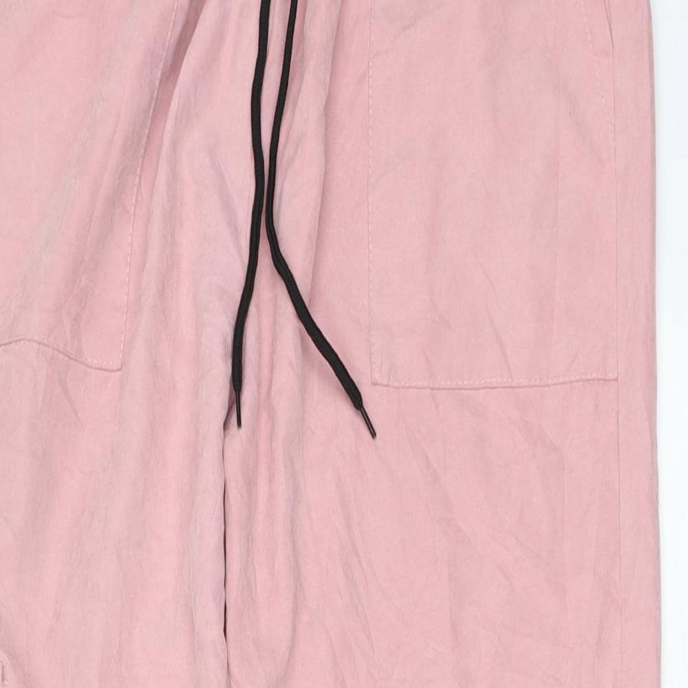 23 Fashion Womens Pink  Polyester Cargo Trousers Size M L26 in Regular Drawstring