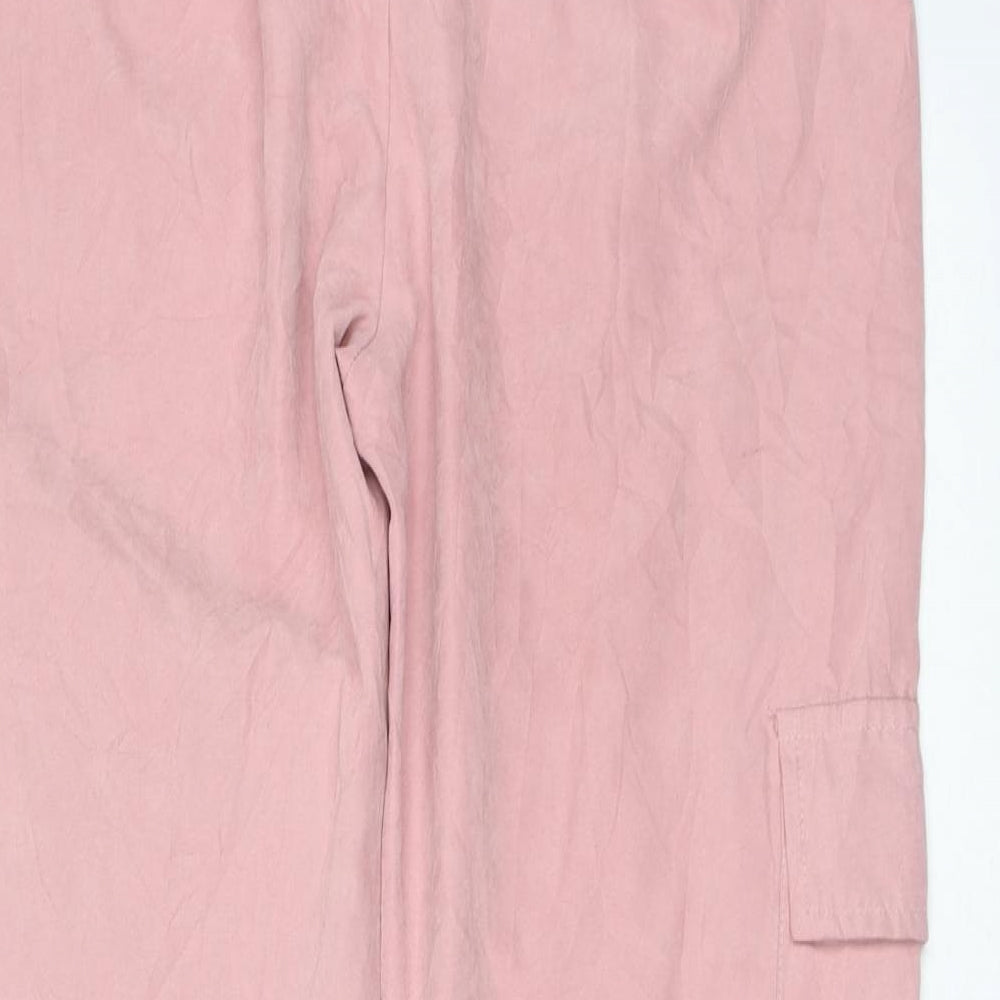 23 Fashion Womens Pink  Polyester Cargo Trousers Size M L26 in Regular Drawstring