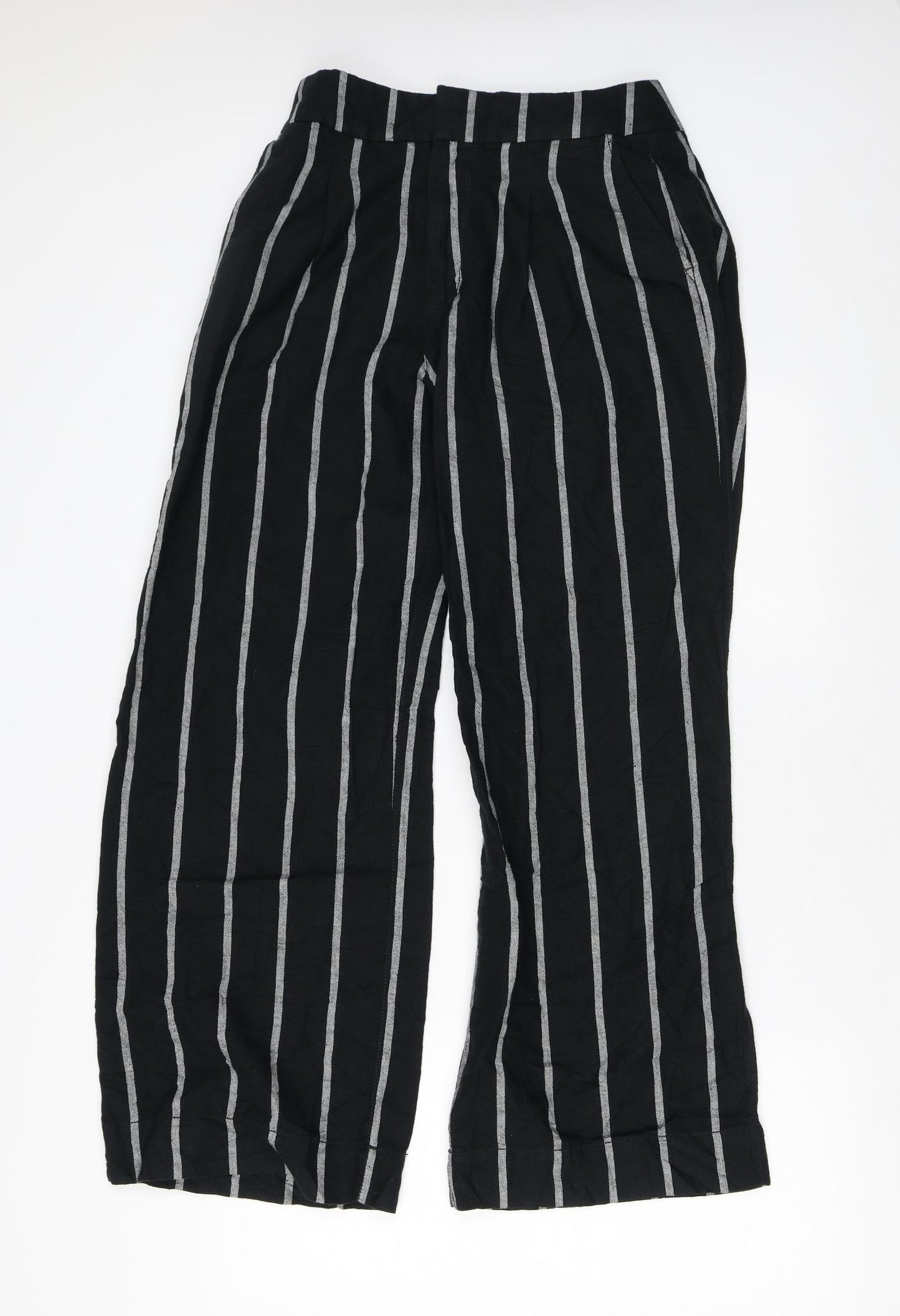 Gap Womens Black Striped Linen Trousers  Size 6 L30 in Regular