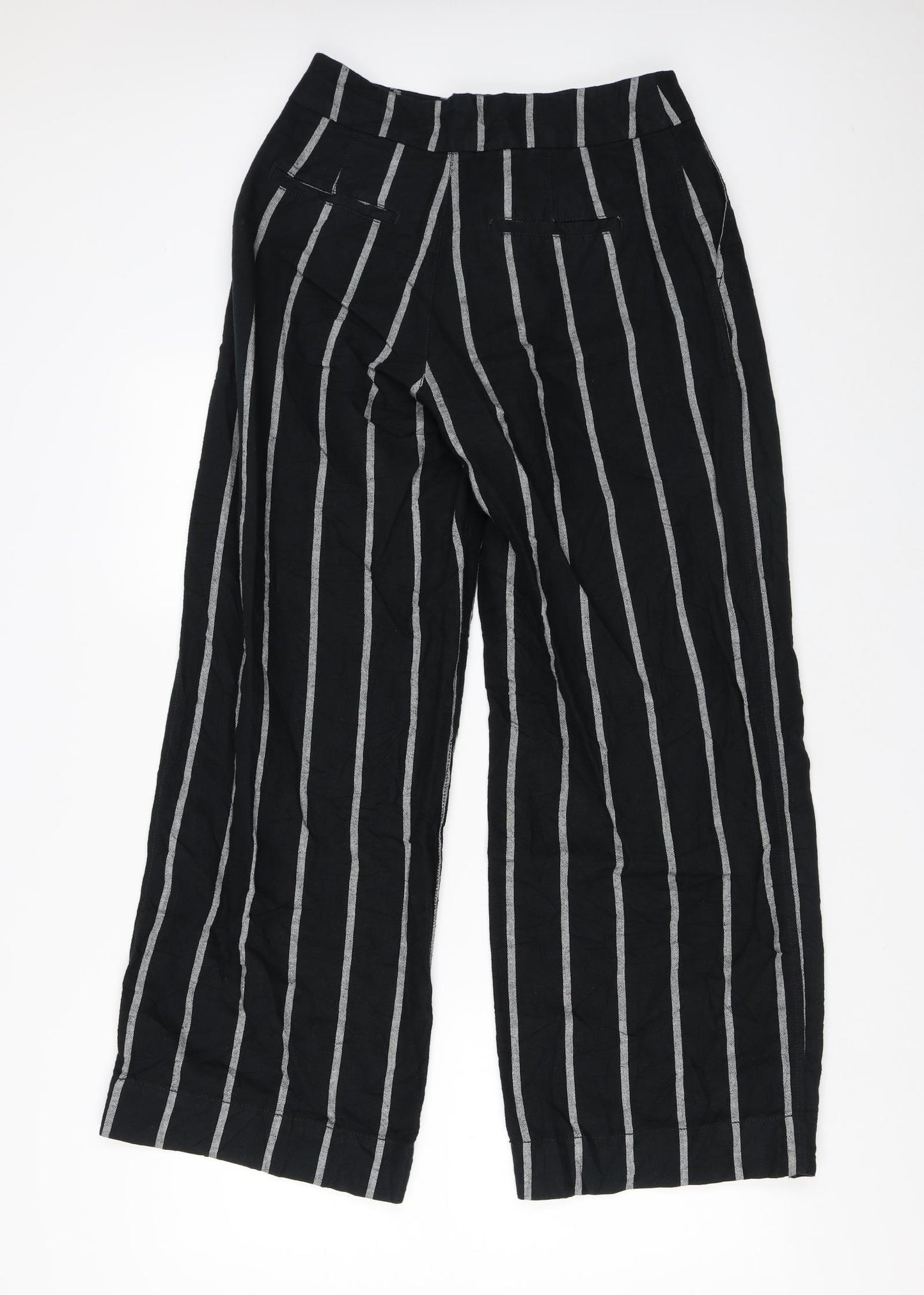 Gap Womens Black Striped Linen Trousers  Size 6 L30 in Regular