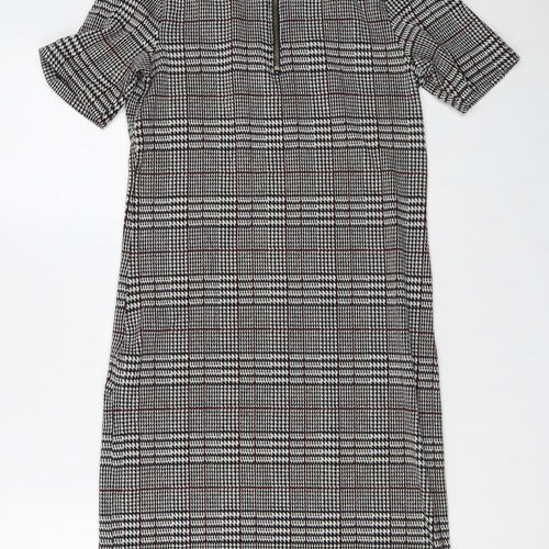 Soyaconcept Womens Grey Plaid Polyester Shift  Size S  V-Neck