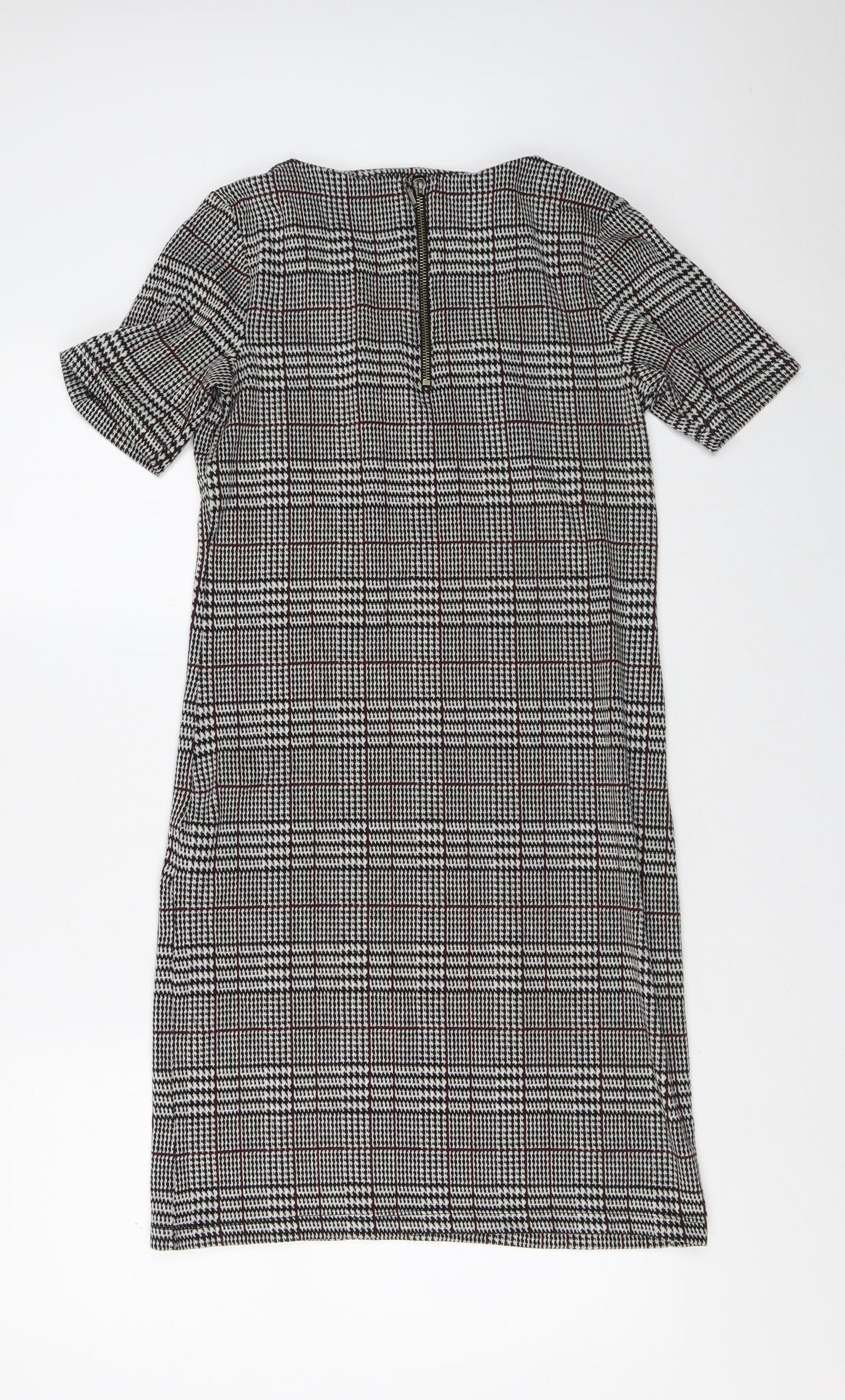 Soyaconcept Womens Grey Plaid Polyester Shift  Size S  V-Neck