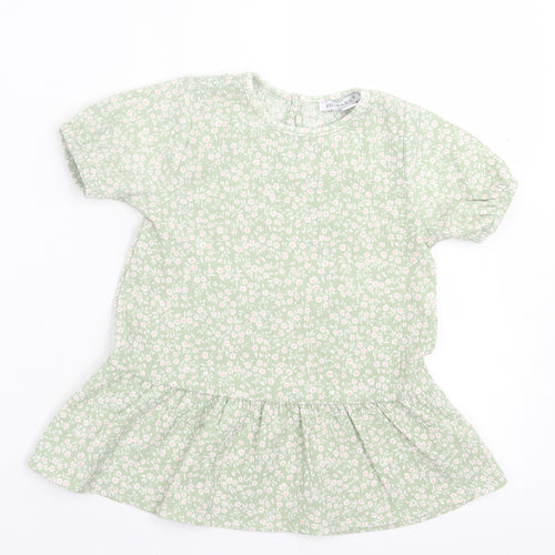 Primark Girls Green Floral Polyester A-Line  Size 2 Years  Crew Neck Pullover