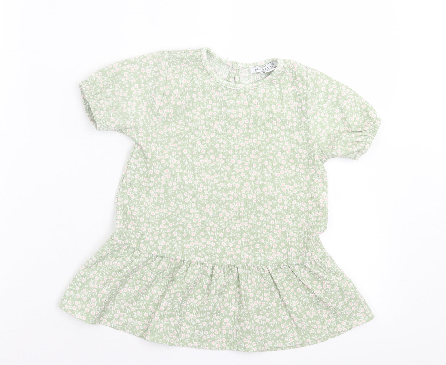 Primark Girls Green Floral Polyester A-Line  Size 2 Years  Crew Neck Pullover