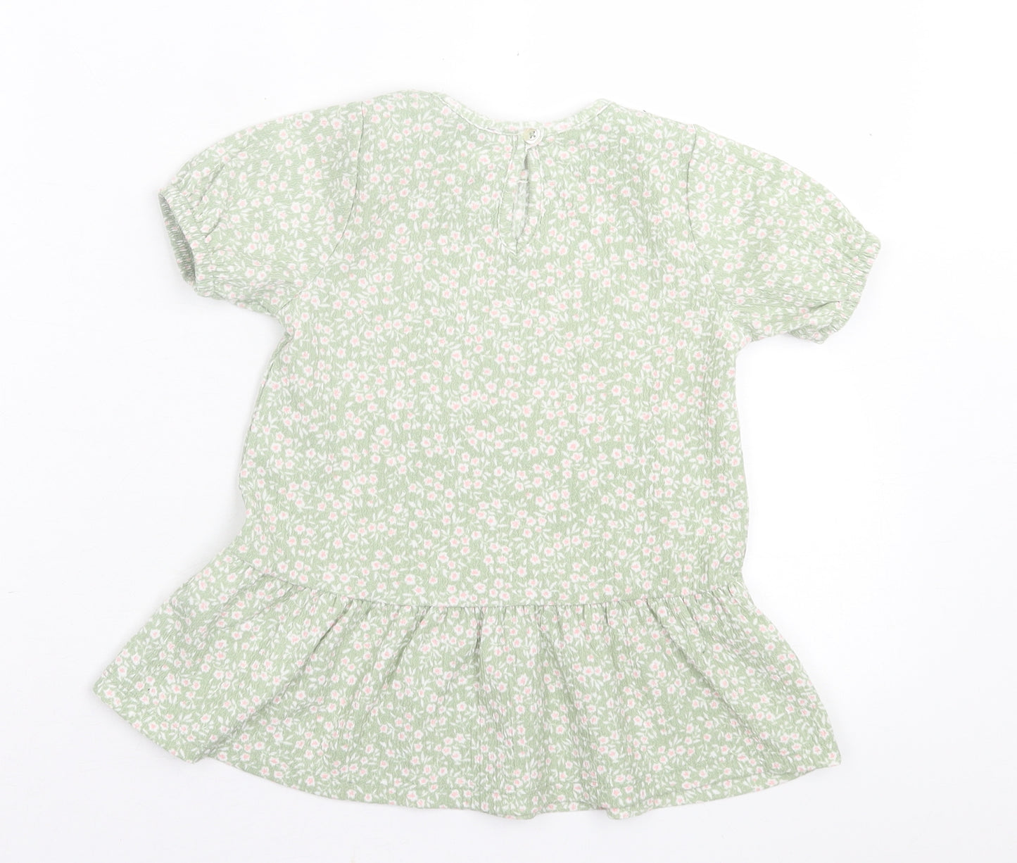 Primark Girls Green Floral Polyester A-Line  Size 2 Years  Crew Neck Pullover