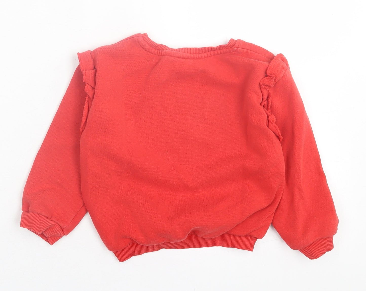 Marks and Spencer Girls Red  Cotton Pullover Sweatshirt Size 2-3 Years  Pullover - Minnie Mouse