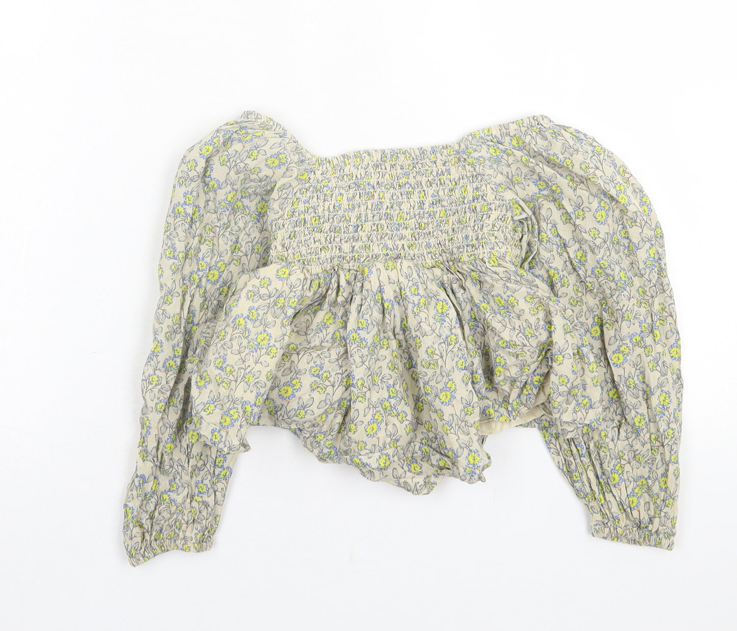 NEXT Girls Multicoloured Floral Cotton Basic Dress Shirt Size 4 Years Square Neck Pullover