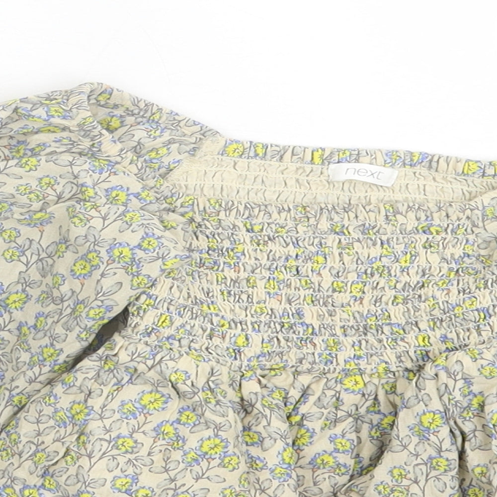 NEXT Girls Multicoloured Floral Cotton Basic Dress Shirt Size 4 Years Square Neck Pullover