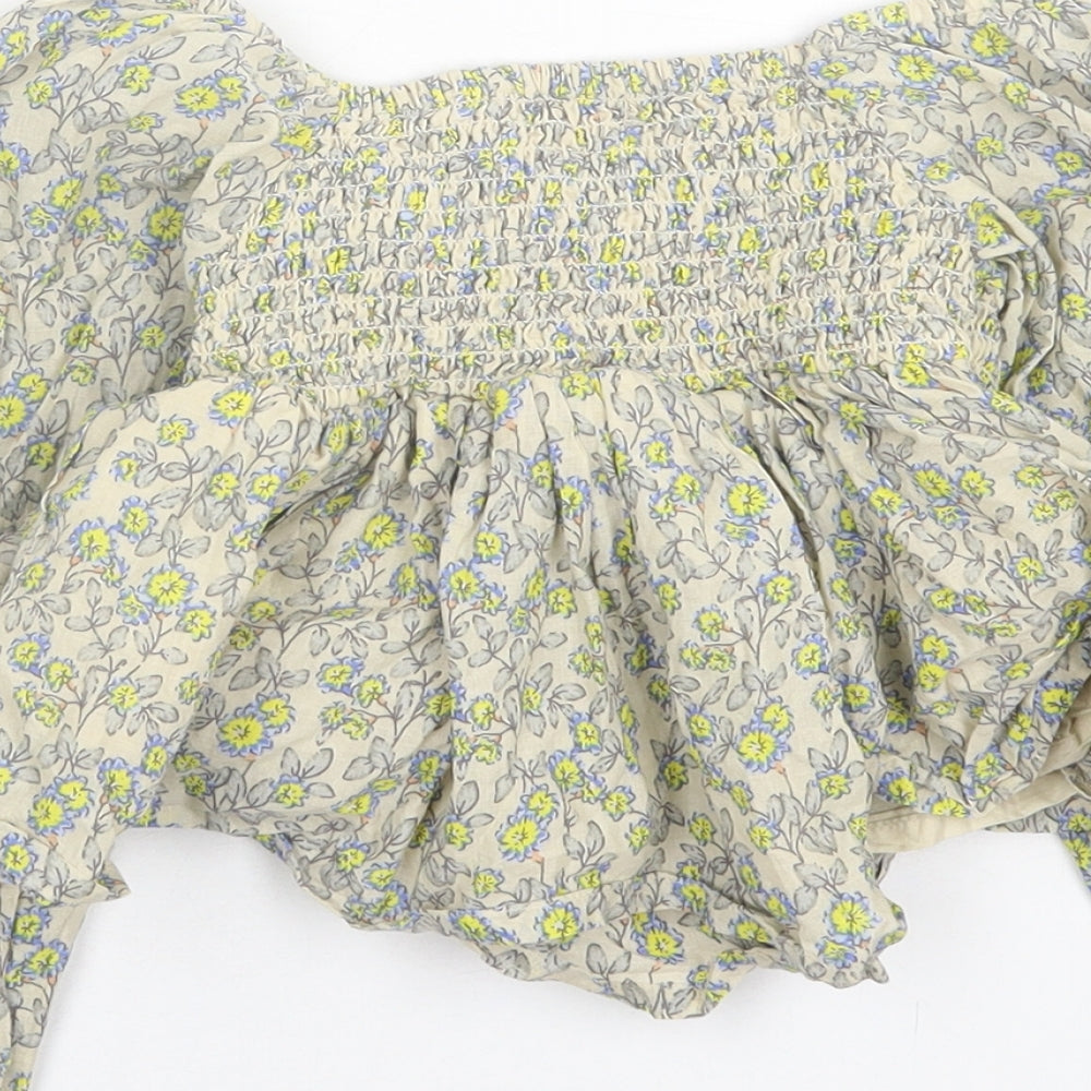 NEXT Girls Multicoloured Floral Cotton Basic Dress Shirt Size 4 Years Square Neck Pullover