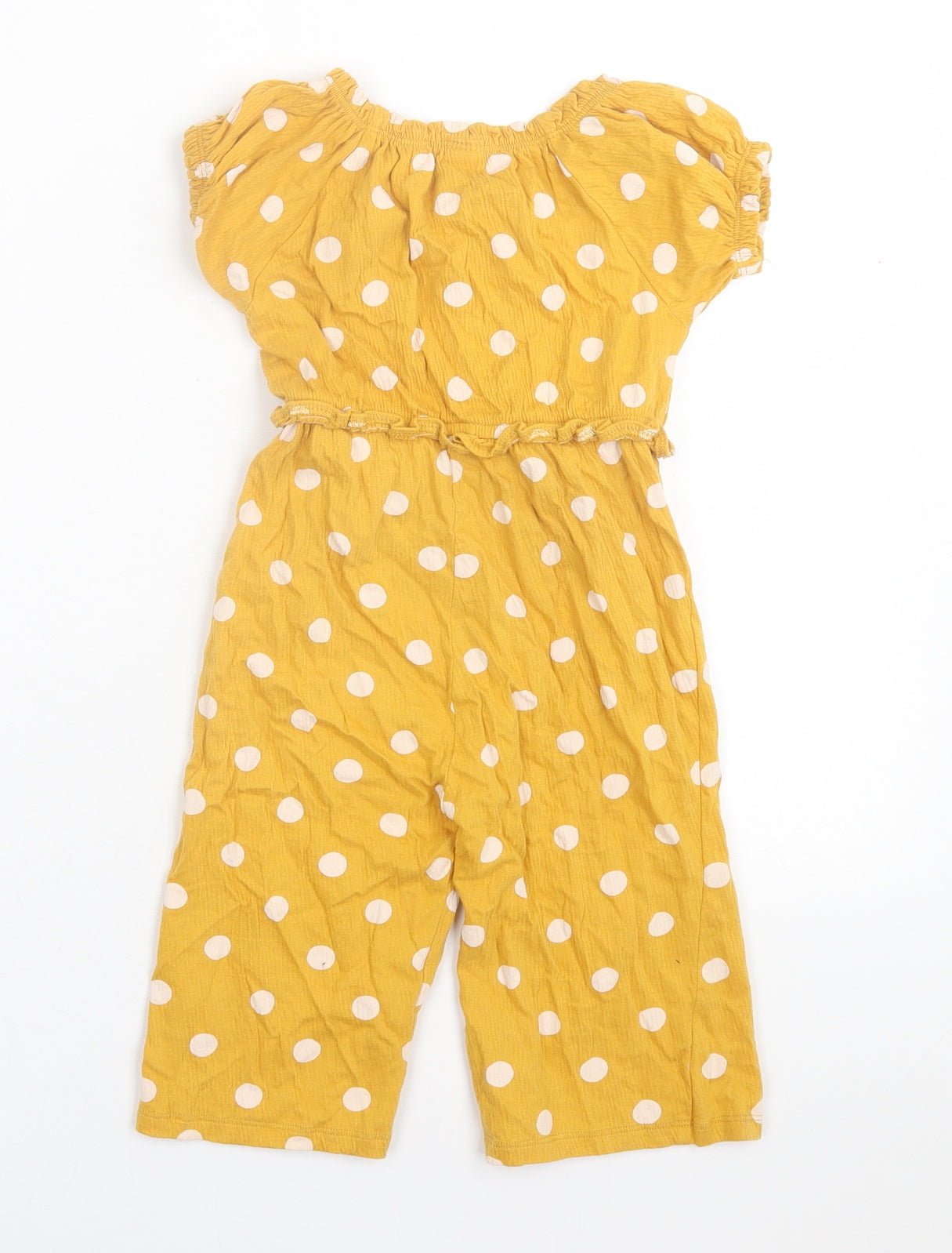 TU Girls Yellow Polka Dot Cotton Jumpsuit One-Piece Size 2-3 Years  Pullover
