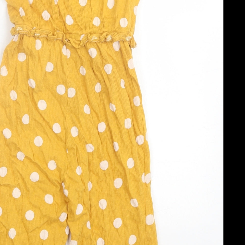 TU Girls Yellow Polka Dot Cotton Jumpsuit One-Piece Size 2-3 Years  Pullover
