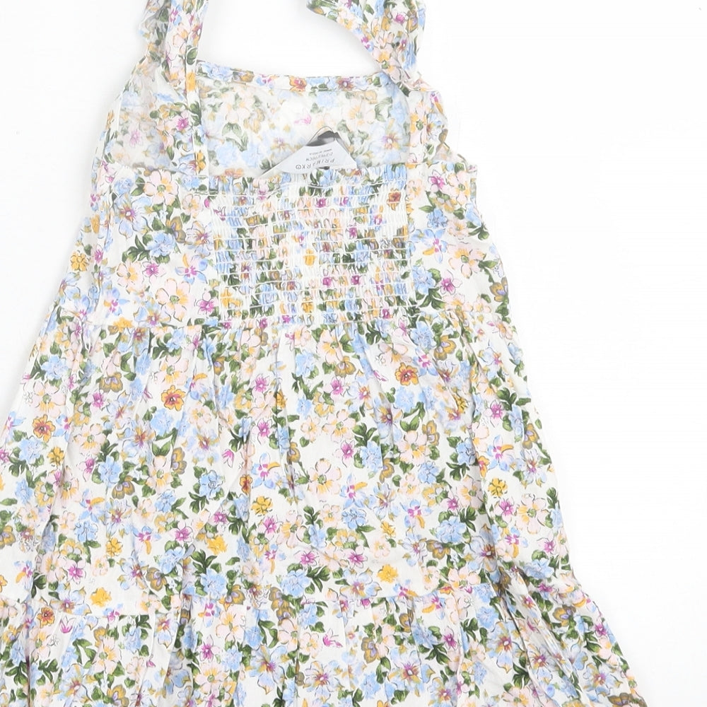 Primark Girls Multicoloured Floral Cotton A-Line  Size 2-3 Years  Square Neck Pullover