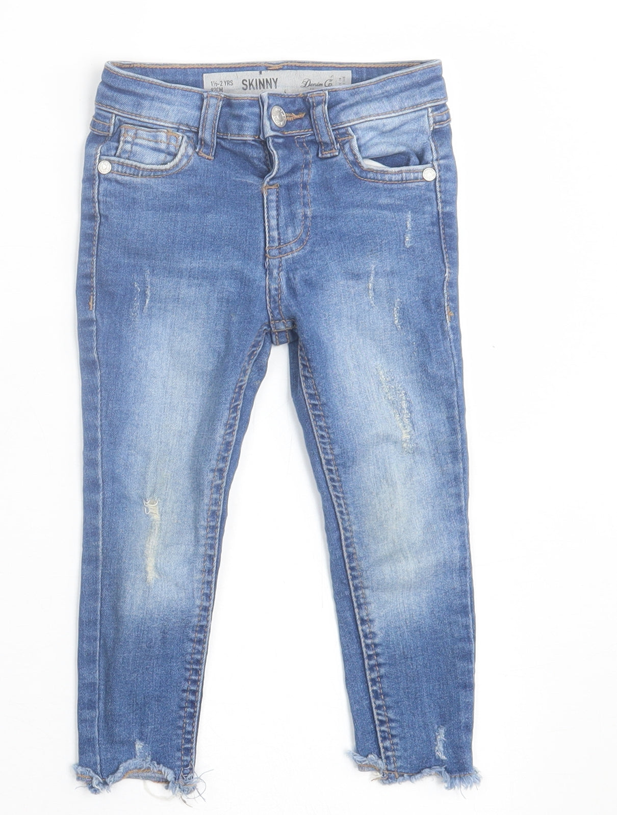 Primark Girls Blue  Cotton Skinny Jeans Size 2 Years  Regular Button