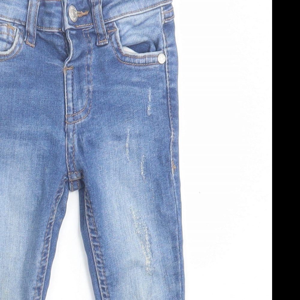 Primark Girls Blue  Cotton Skinny Jeans Size 2 Years  Regular Button
