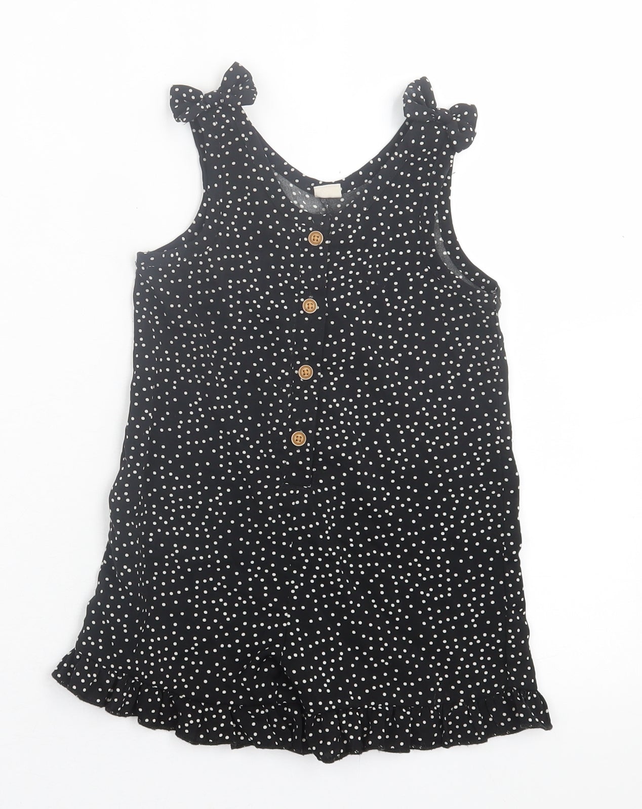 SheIn Girls Black Polka Dot Polyester Playsuit One-Piece Size 2-3 Years  Button