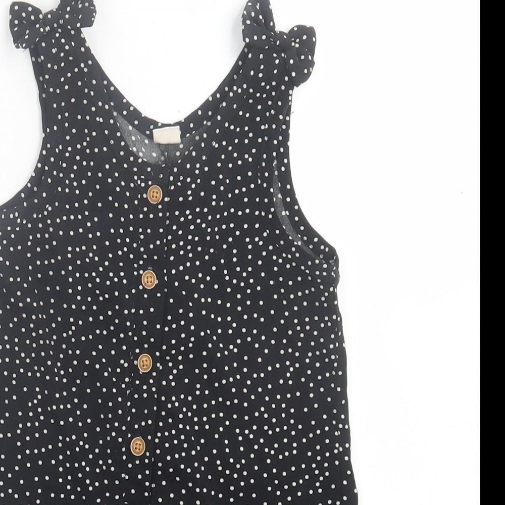 SheIn Girls Black Polka Dot Polyester Playsuit One-Piece Size 2-3 Years  Button