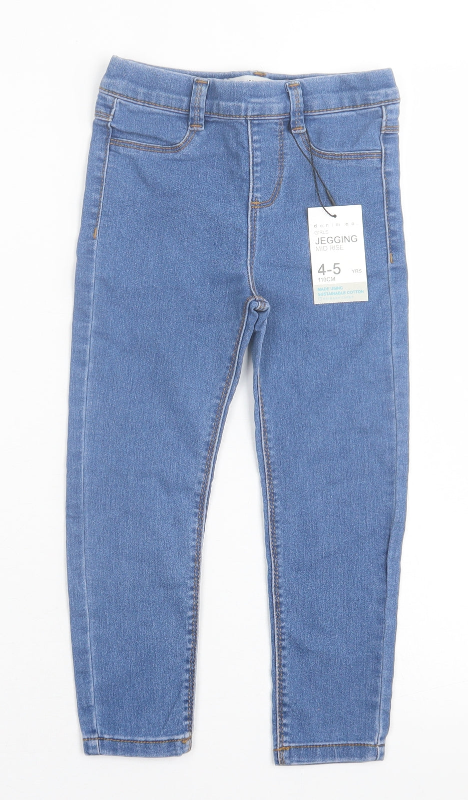 Denim & Co. Girls Blue  Cotton Jegging Trousers Size 4-5 Years  Regular Pullover