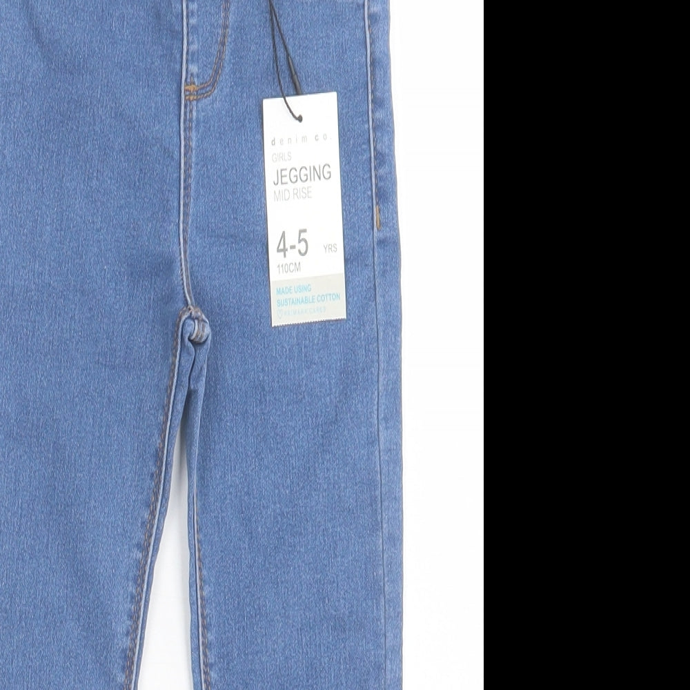 Denim & Co. Girls Blue  Cotton Jegging Trousers Size 4-5 Years  Regular Pullover