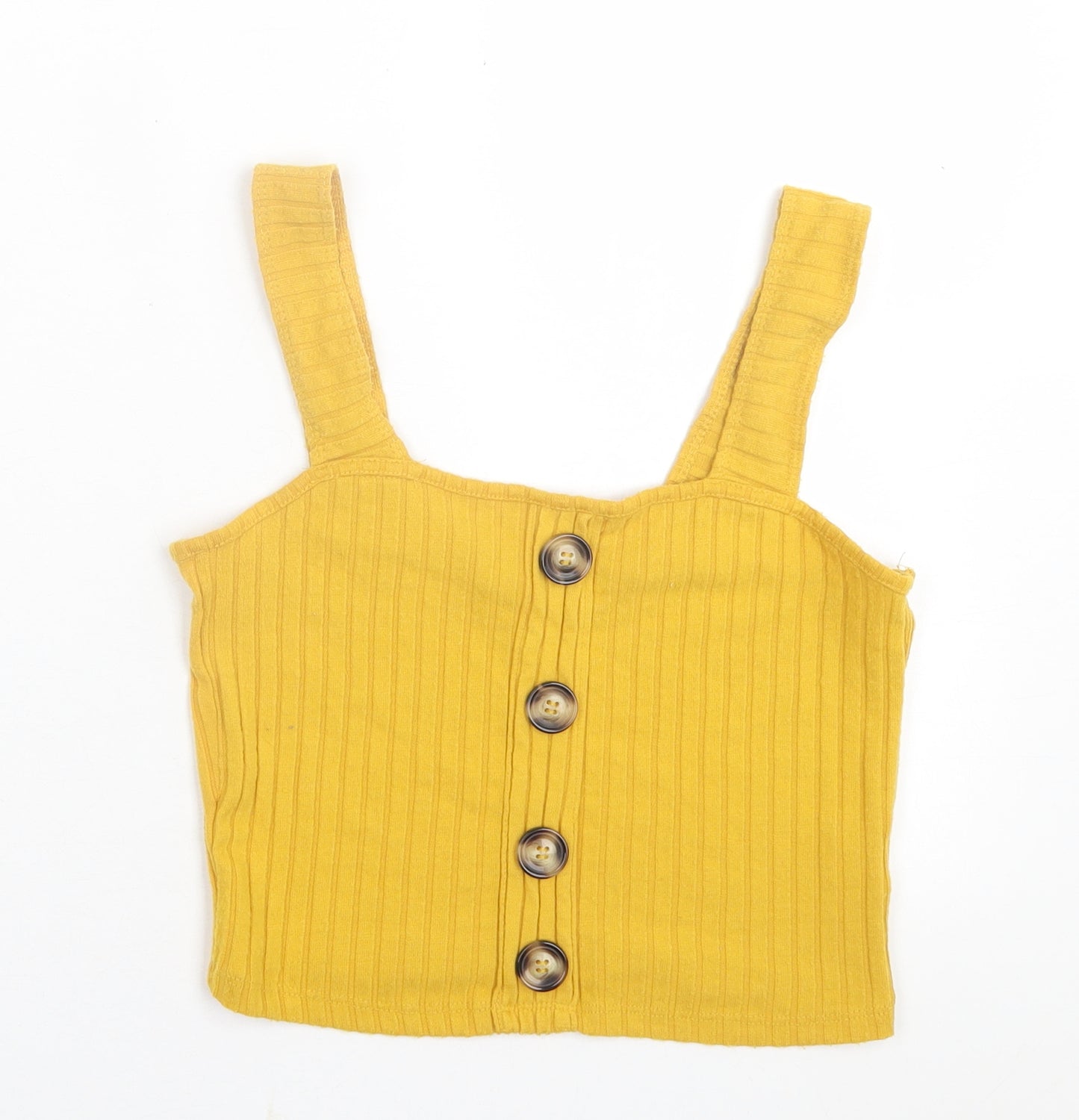 Primark Womens Yellow  Polyester Cropped Tank Size 10 Square Neck