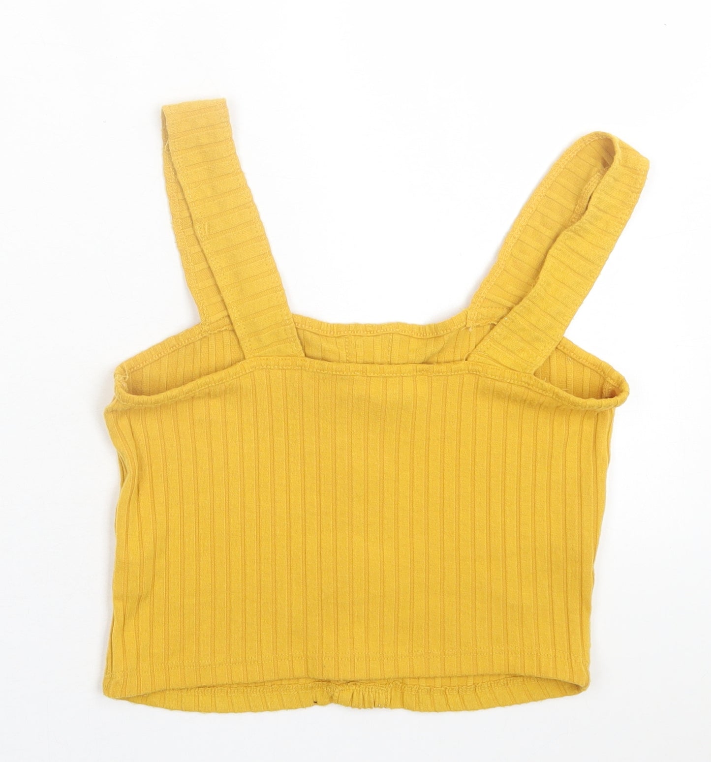 Primark Womens Yellow  Polyester Cropped Tank Size 10 Square Neck