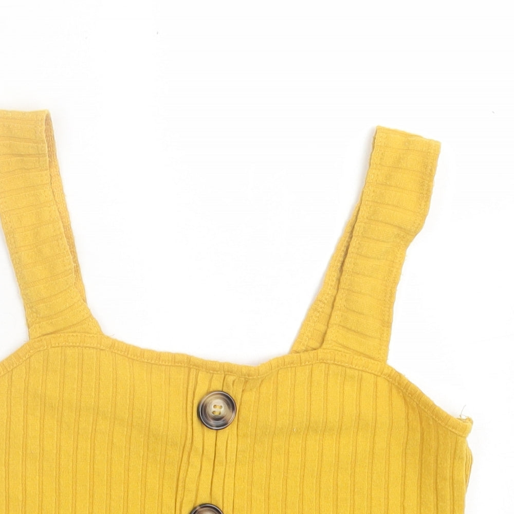 Primark Womens Yellow  Polyester Cropped Tank Size 10 Square Neck