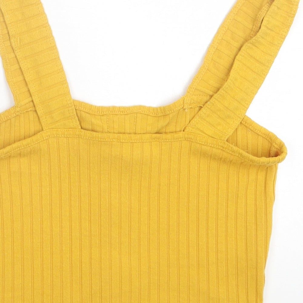 Primark Womens Yellow  Polyester Cropped Tank Size 10 Square Neck
