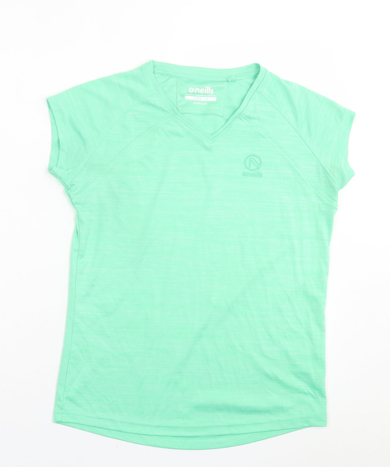 Oneills Womens Green  Polyester Basic T-Shirt Size 12 V-Neck Pullover